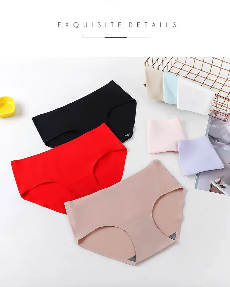 Thumbnail: Women's Underwear Ice Silk Cotton Antibacterial  Briefs  Lingerie Female Casual 
