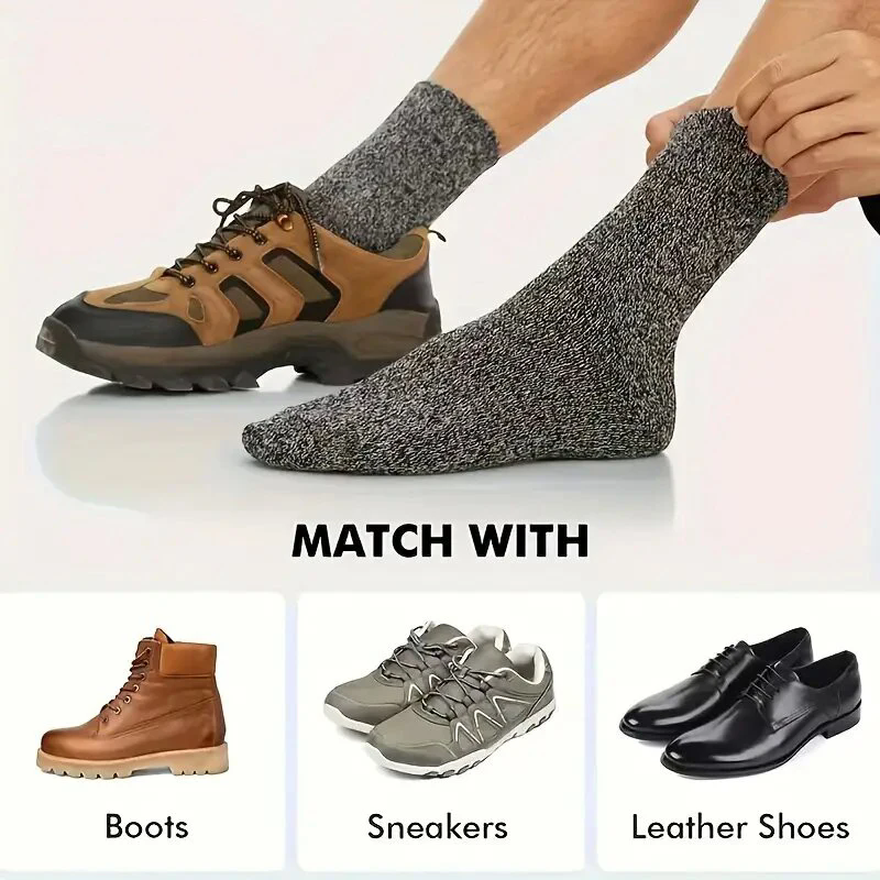 Thumbnail: 3 Pairs Winter Warm Thick Towel bottom Man Socks Wool Male Socks Slipper Socks M