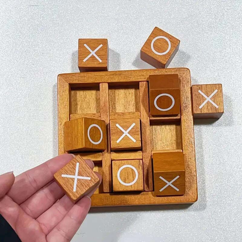 الصورة المصغرة: Wooden Chessboard Game Box XO Chess Training Concentration Logical Thinking Pare