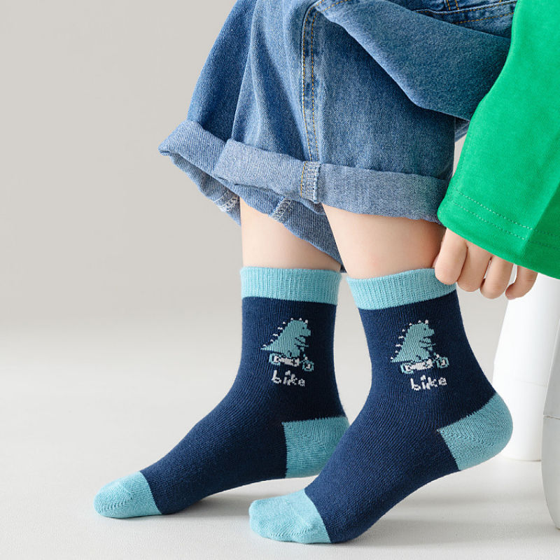 Thumbnail: Kids' Socks 5 Pairs/lot Soft Cotton Thin Socks Spring Autumn Cotton Socks Medium