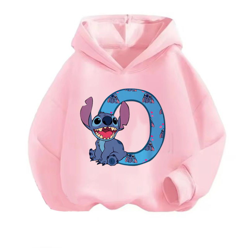الصورة المصغرة: Kawaii Children Hoodies Stitch Letter ABCD Fashion Pullover Sweatshirt Anime Man