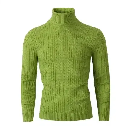 الصورة المصغرة: Men's High Neck Sweater Solid Color Pullover Knitted Warm Casual Turtleneck   Me