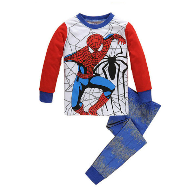 Thumbnail: Children Long Sleeve Pajamas Sets Kids Boys Girls Mickey Minnie Mouse Spiderman 