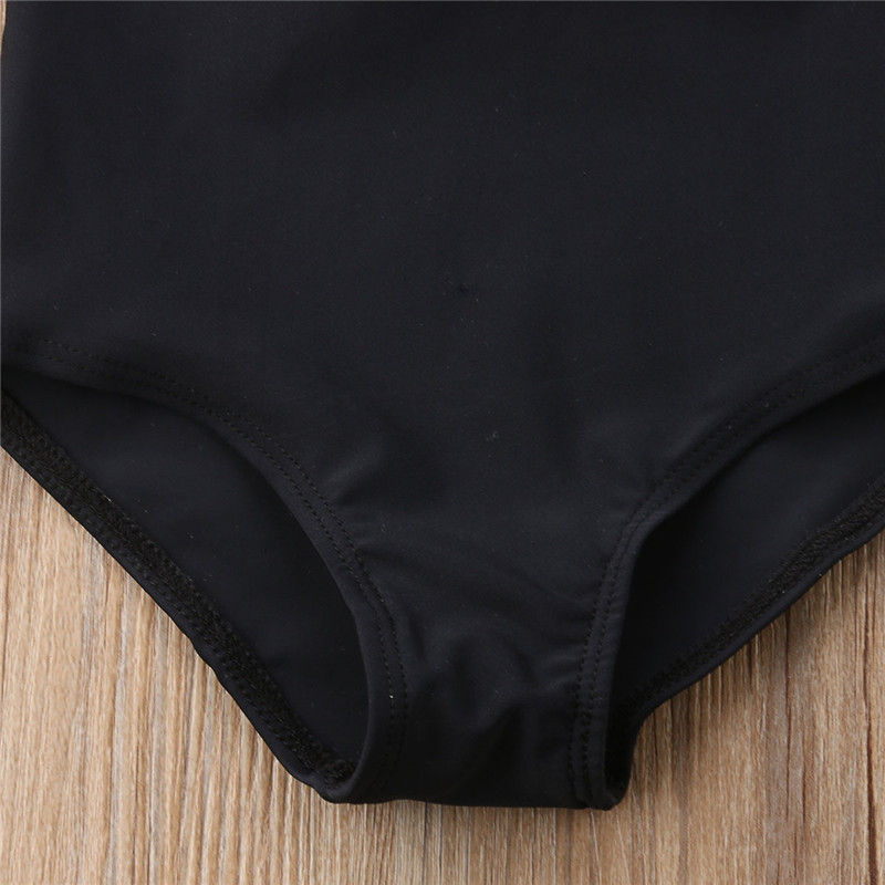 الصورة المصغرة: 2-7Years Kids Girls Swimwear Flower Backless Children White Black Swimsuits For 