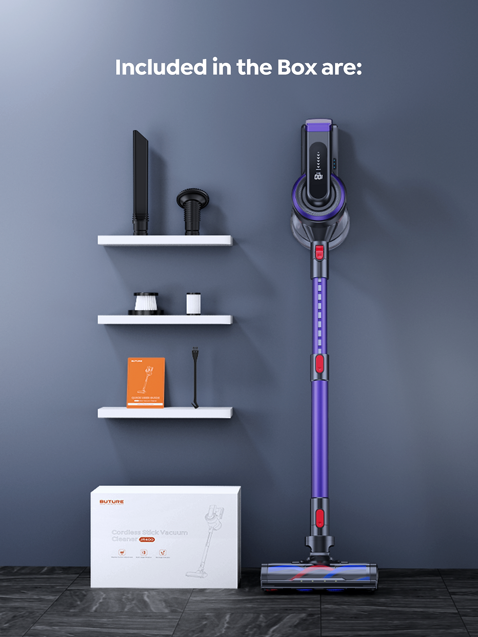Thumbnail: Buture JR400 38000Pa 450W Cordless Vacuum Cleaner Handheld Car with Touch Displa