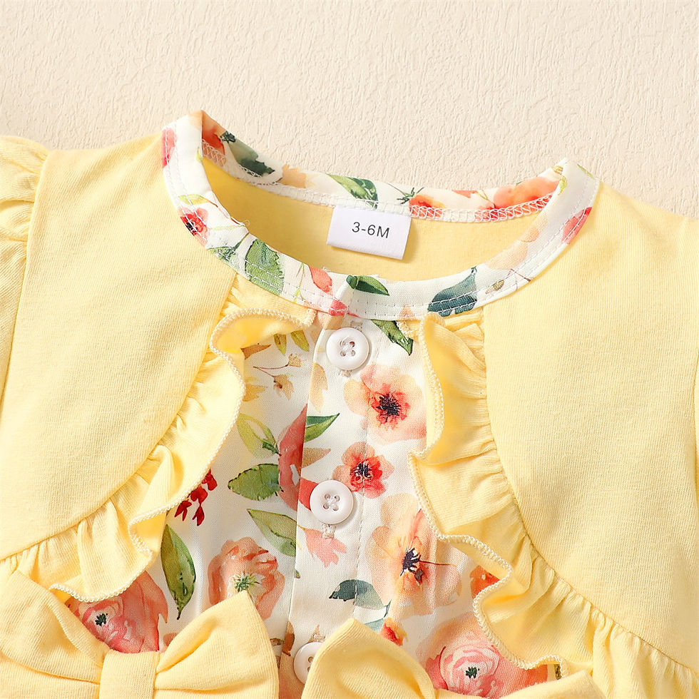 الصورة المصغرة: Baby girl Summer Dress Bubble Sleeves and Floral Fashion Dress+Headband 2Pcs/Set