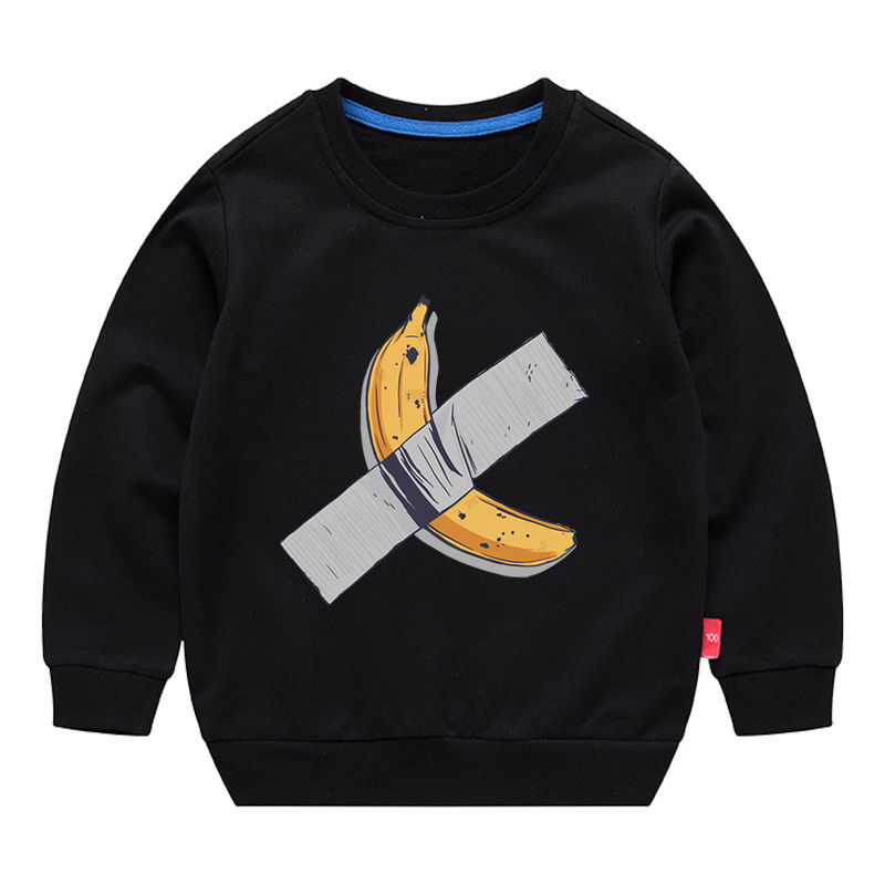 Autumn Kids Crewneck Cotton Sweatshirts 'Bananas on the Wall' Graphic Design Fas