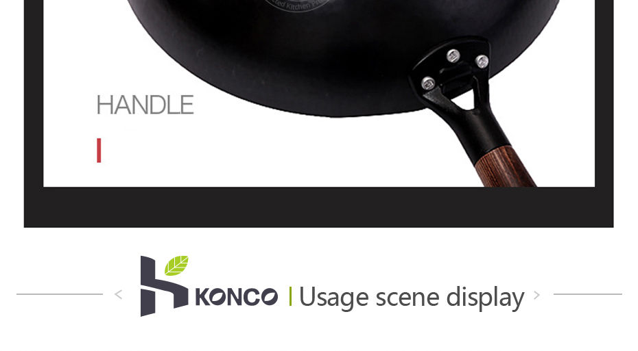 Thumbnail: Konco Pure Iron wok cast iron pan Non-coated Pot General use for Gas and Inducti