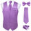 الصورة المصغرة: Elegant Grey Solid Suit Vest with Pocket Satin Waistcoat Necktie Bow Tie Handker