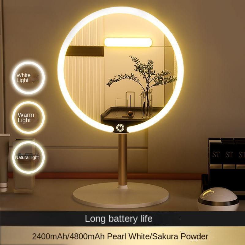 الصورة المصغرة: Vanity Mirror LED Lighted Triple Color Lighting Round Design Dimmable Brightness