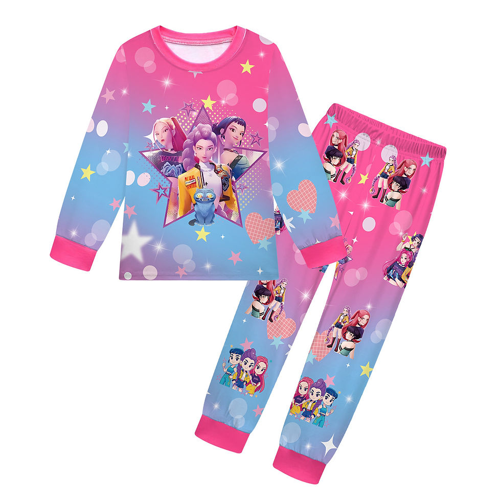 الصورة المصغرة: Autumn Kids Girls Clothes KPop Demon Hunters Top+Pants 2pcs Rumi Mira Zoey Costu
