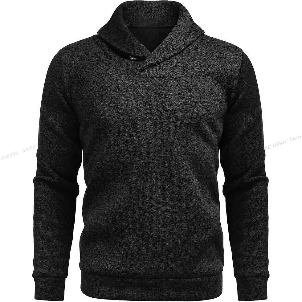 الصورة المصغرة: Autumn and Winter New Men's Long Sleeved High Neck Sweater Casual Slim Fit Top M
