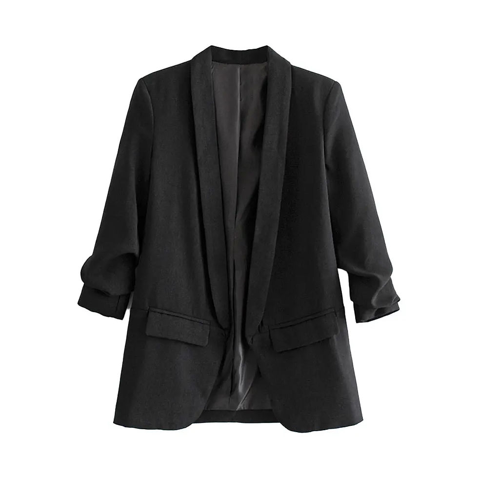 الصورة المصغرة: TRZA Women Fashion Office Wear Open Blazer Coat Vintage Long Pleated Sleeves Fla