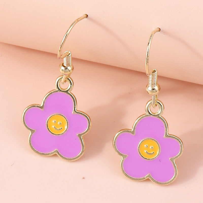 الصورة المصغرة: 1pc Lovely Enamel Smile Flower Necklace For Women Colorful Flower Pendant Neckla
