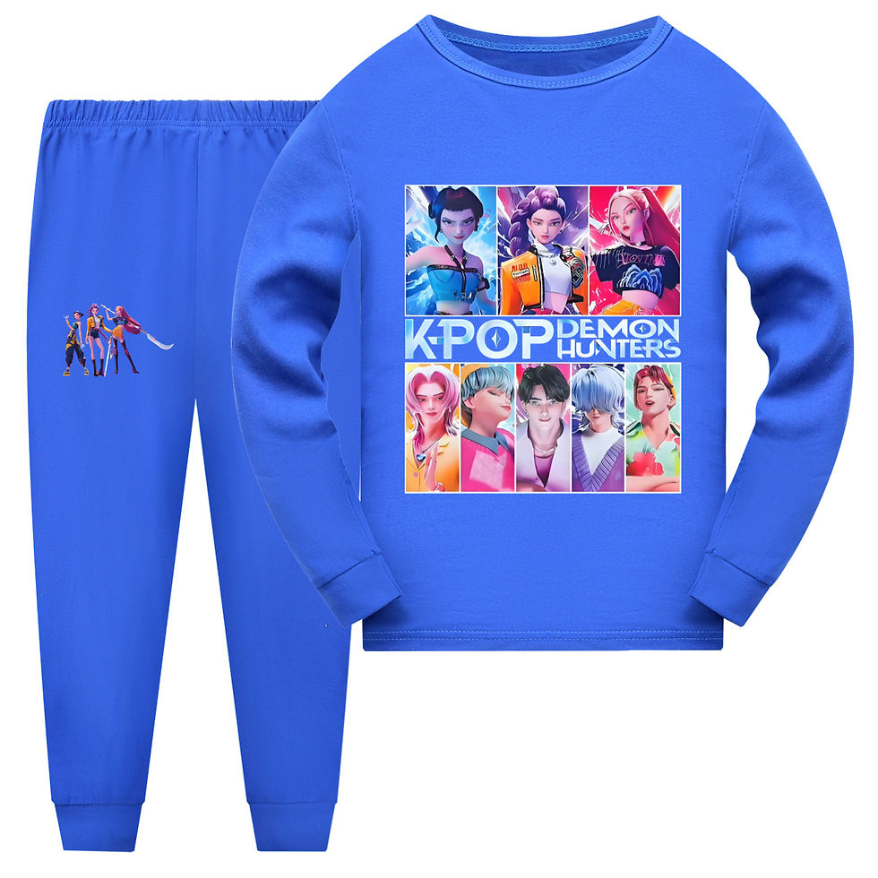 Thumbnail: KPop Demon Hunters 2PCs Pajamas Set Kids Cartoon Pyjama Long Sleeve Tops With Pa