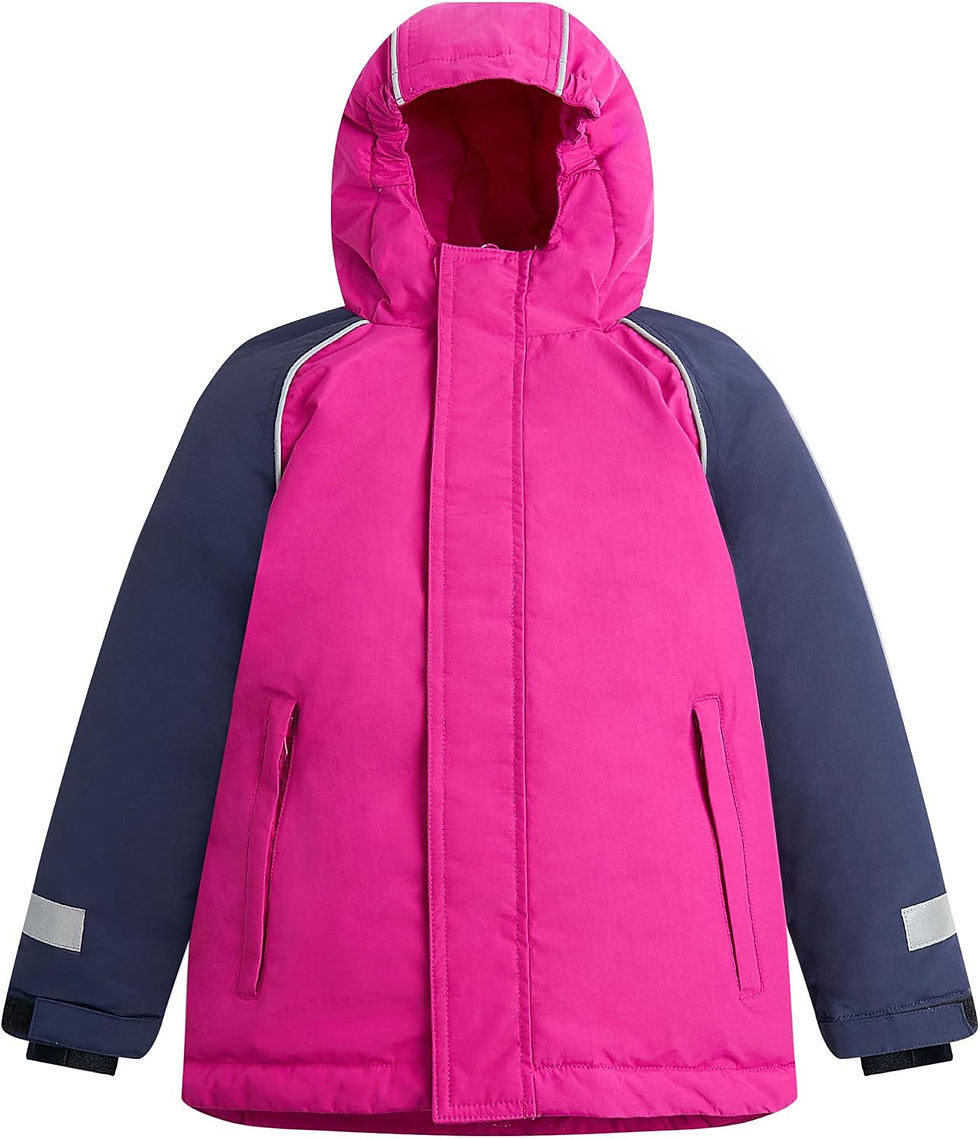 الصورة المصغرة: Kids Ski Jacket Waterproof Winter Jacket Hooded Insulated Lining Reflective Stri