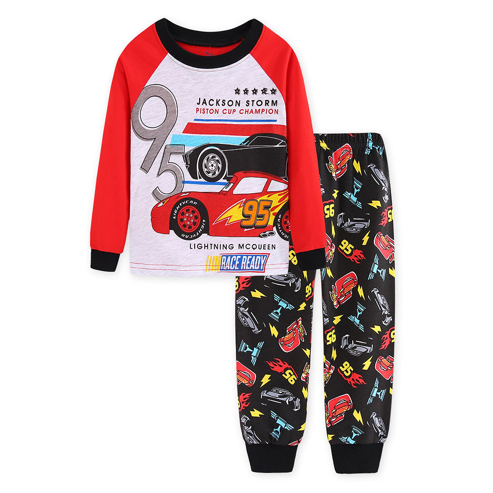 Thumbnail: New Kids Pajama Set Cotton Soft Cars Print Loungewear Long Sleeve Pjs Sleepwear 
