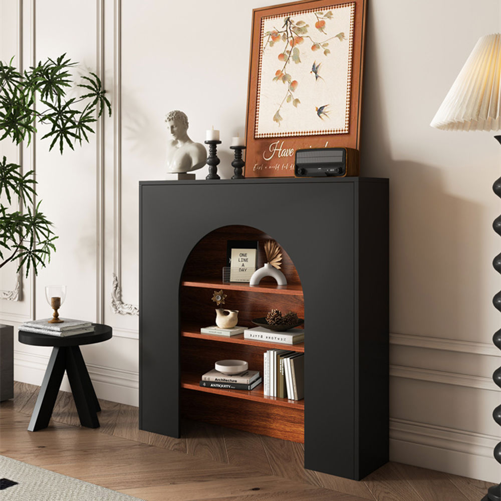 Display Storage Cabinet Shelf Organizer Kitchen Wine Craft Cabinets Black Living