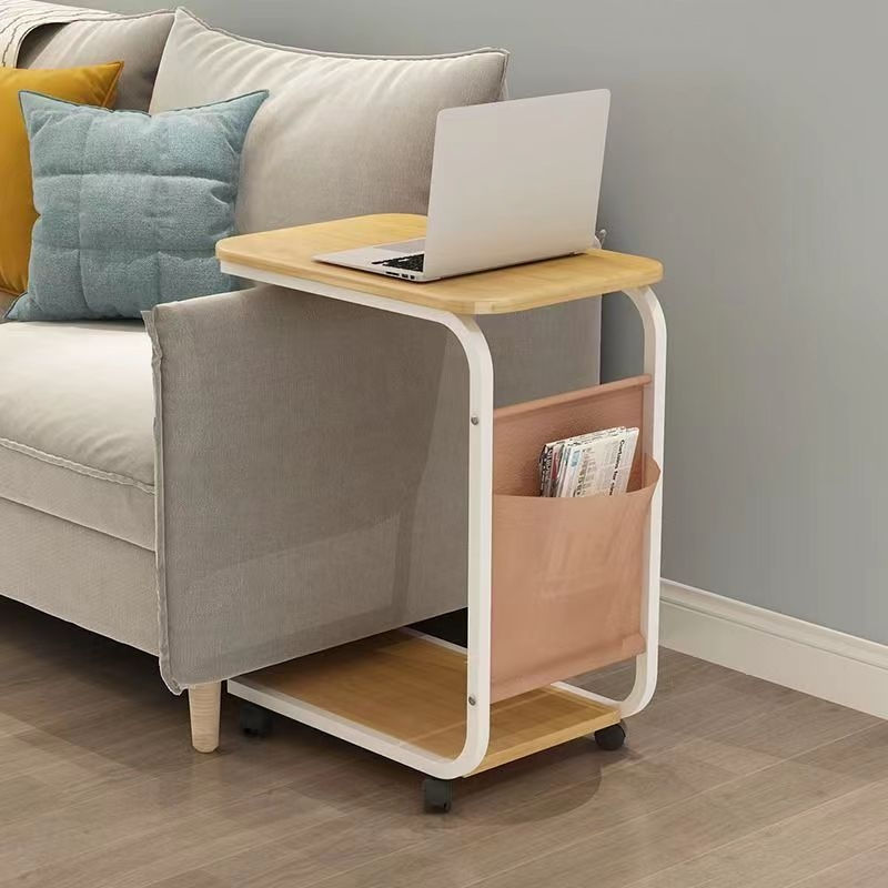 الصورة المصغرة: New Coffee Table With 360° Wheels C-Shape Table Sofa Side Table Portable With C