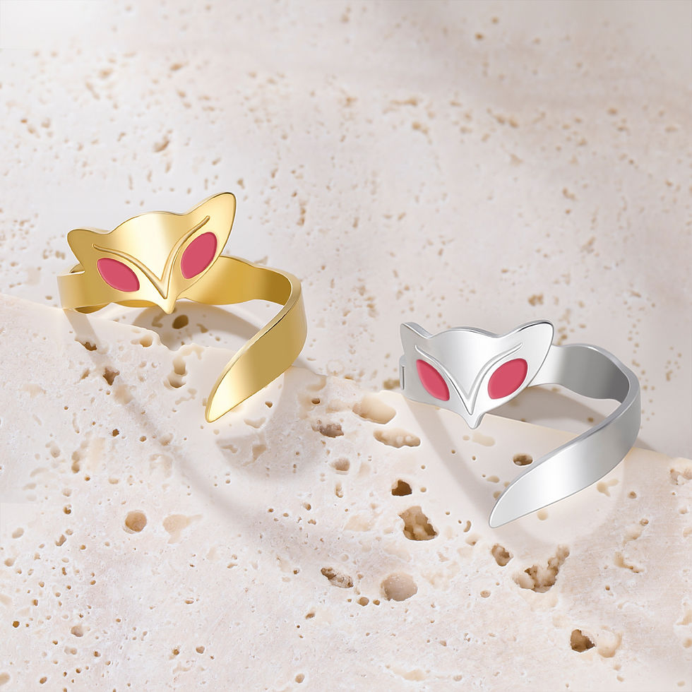 الصورة المصغرة: Little Fox Ring Stainless Steel Cute Animal Ring for Women Girls New Year Gift f
