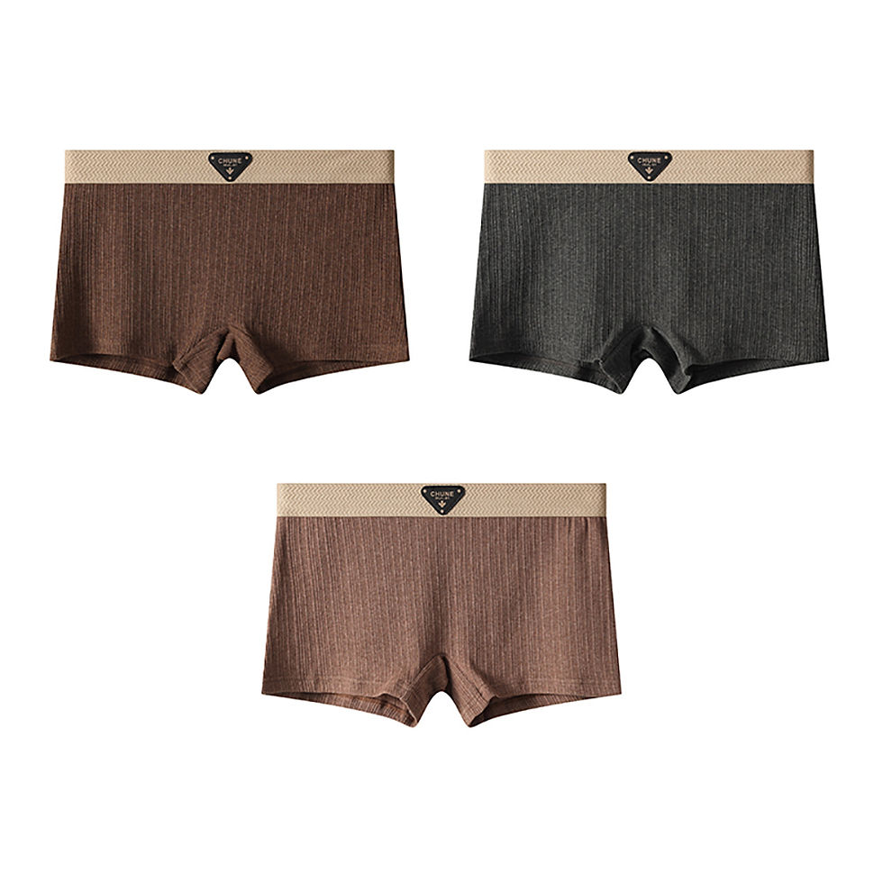 الصورة المصغرة: 3PCS/Pack 100% Cotton Solid Striped Panties for Women Hygroscopic Breathable Lin