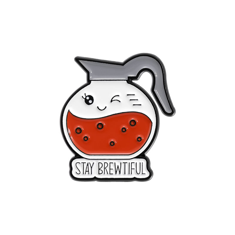 الصورة المصغرة: Iced Coffee Enamel Pin Creative Fuel Deja Brew Life Happens Coffee Helps Brooch 