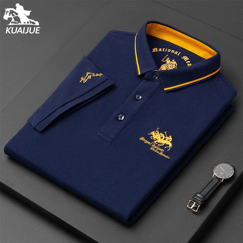 Men's high quality summer new lapel men's short sleeve polo shirt fringe solid c