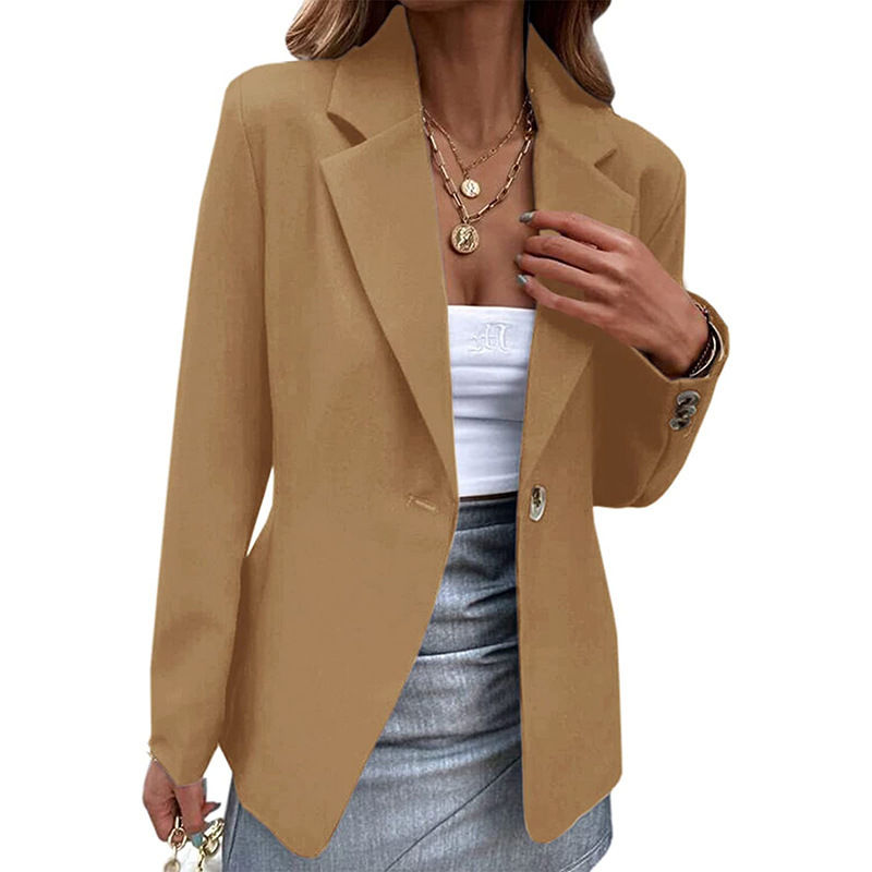 Thumbnail: Spring Women's Office Blazers Long Sleeve Solid Color One-button Simple Casual B