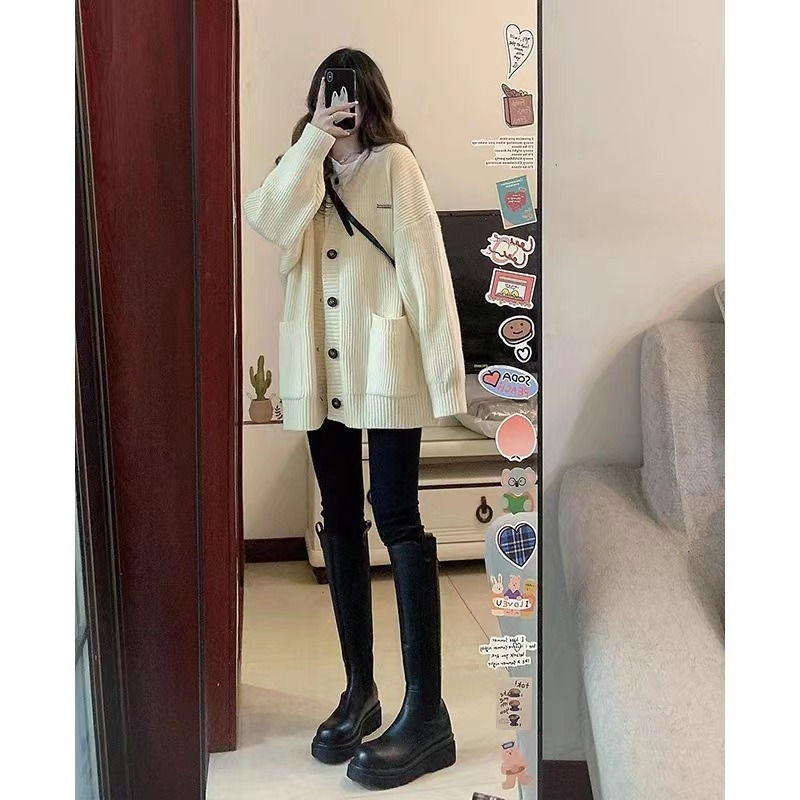 الصورة المصغرة: Autumn Winter Women Cardigan Sweater Coats Fashion Female Long Sleeve V-neck Loo
