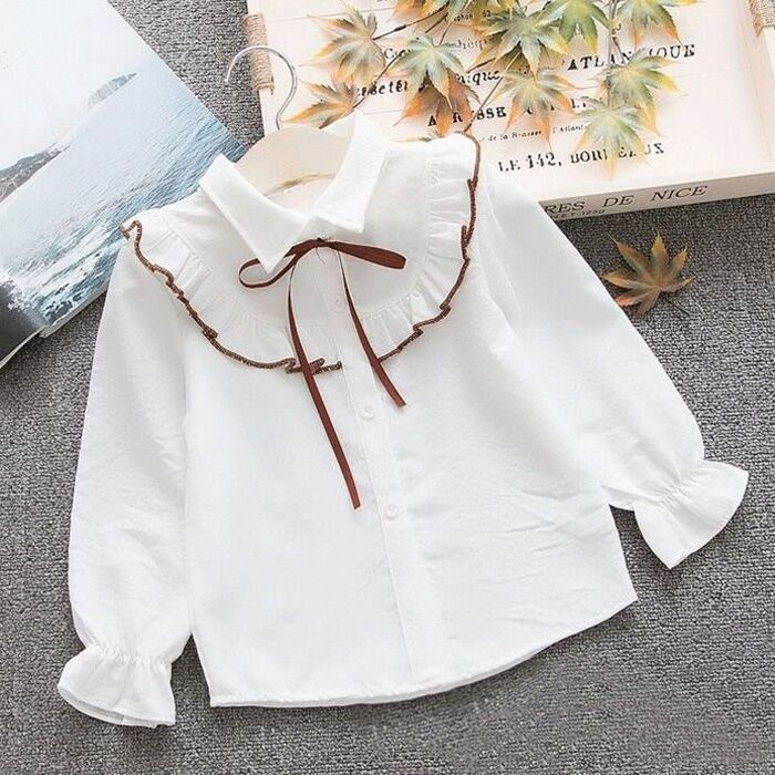 الصورة المصغرة: New Spring Summer 2024 Cotton Blouse for Big Girls Striped Clothes Children Long