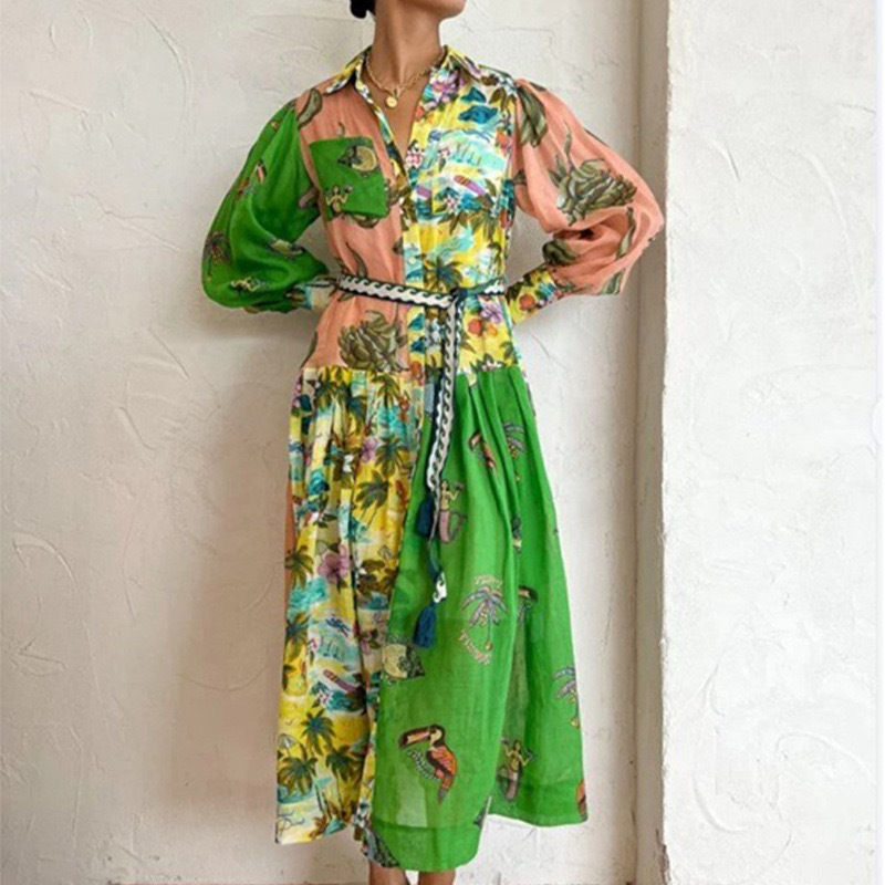 Thumbnail: Spring Summer New Elegant Fashion Holiday Dress Europe America Hot Sales Printed