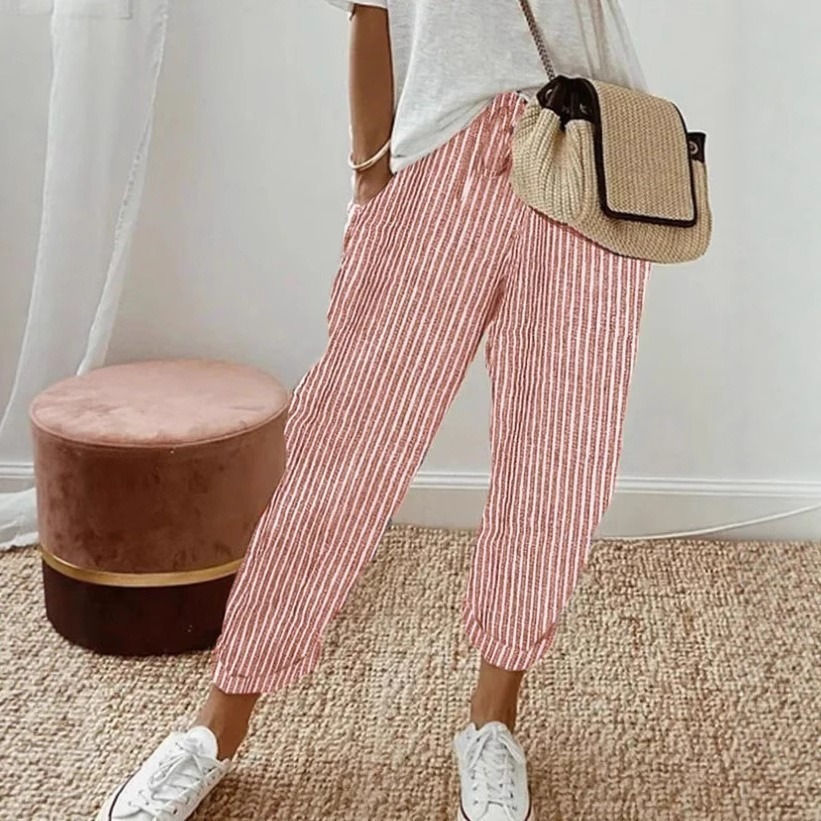 Thumbnail: European and American Cross border Women's Summer New Fashionable Loose Stripe P