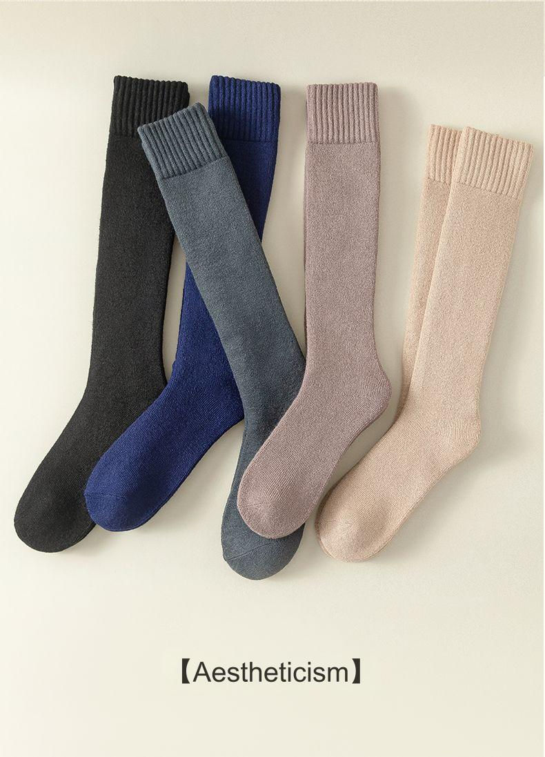 Thumbnail: 3 Pair Winter Thick Warm Men's Knee High Wool Socks High Quality Merino Wool Cal