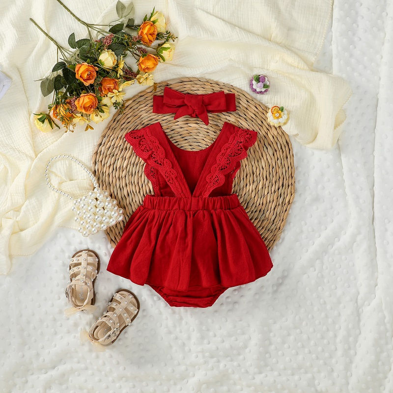 الصورة المصغرة: Baby Girls Summer Soild Sleeveless 100% Cotton Square Collar Soft Vacation Kids 