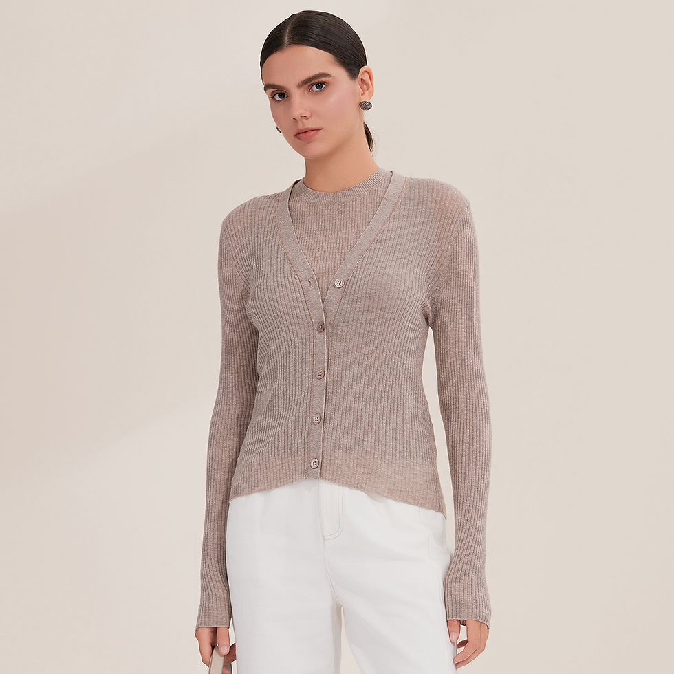 Thumbnail: BY3521280 Women's Ribbed Superfine Merino Wool Knit Button-Front Cardigan Long S