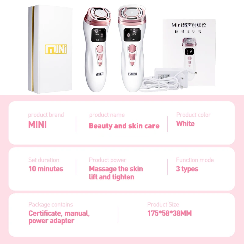 Thumbnail: New mini HIFU ultrasonic machine EMS micro current facial beauty instrument firm