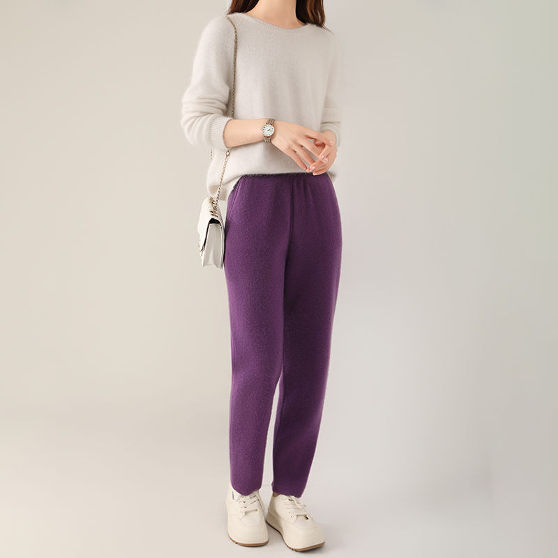 Thumbnail: 100% wool autumn and winter high waisted small leg pants, Haren pants, cashmere 