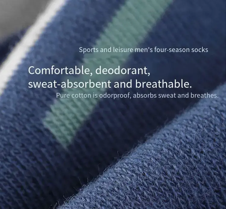 Thumbnail: Men's Pure Cotton Socks Spring Striped Casual Socks Men's Anti-odor Antibacteria