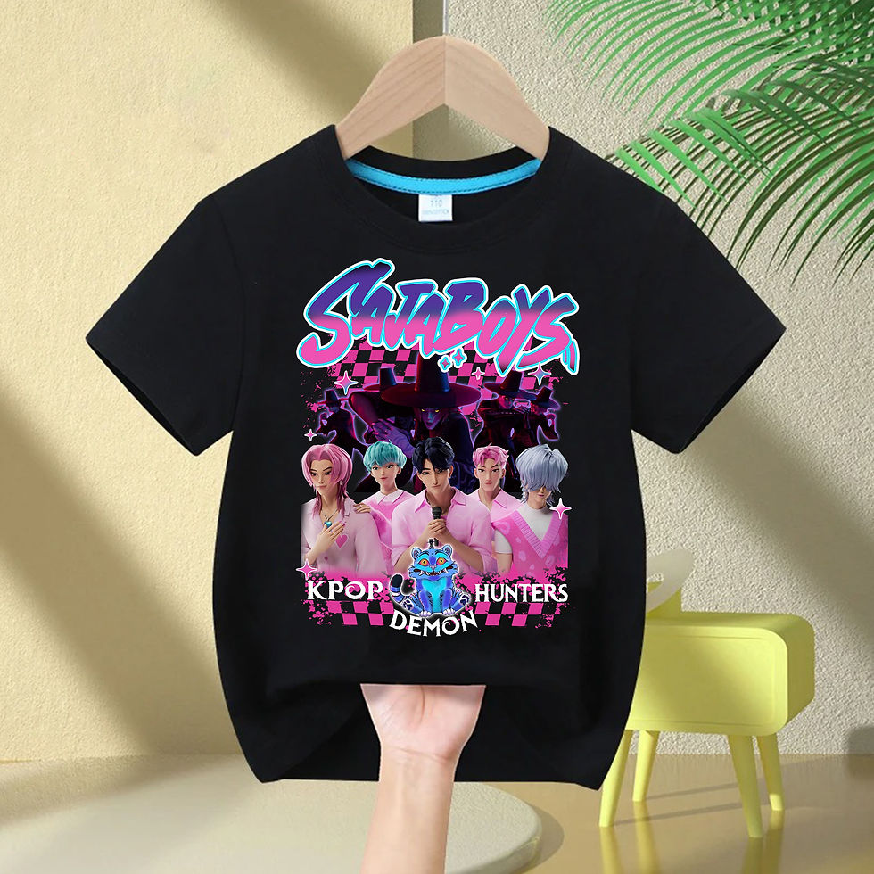 New KPop Demon Hunters Saja Boys Cartoon Boys T-shirt Round Neck Print Fashion C
