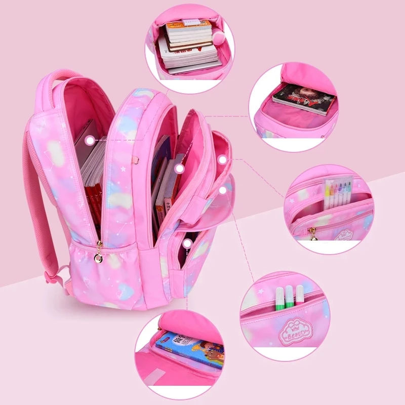 Thumbnail: Children Girl Backpack School Bag Pink For Kid Child Teenage Schoolbag Primary K