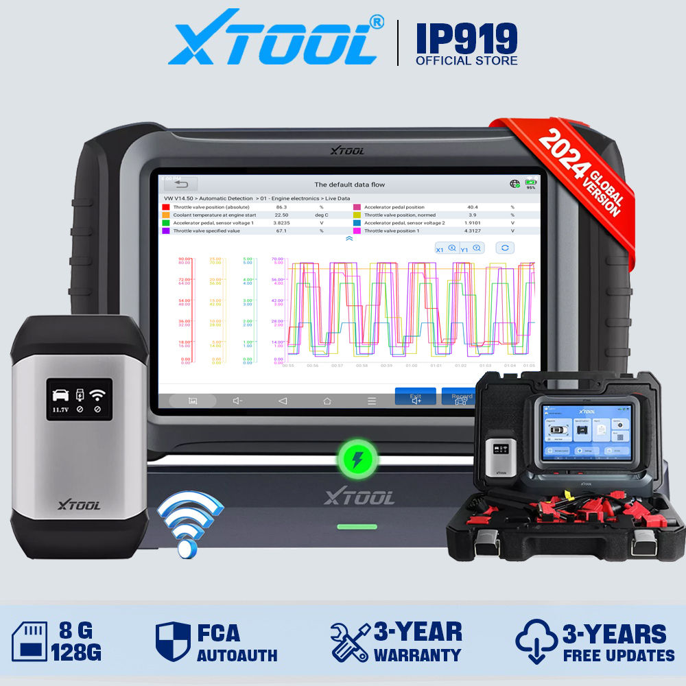 XTOOL IP919 Bluetooth Automotive Scanner ECU Coding 42+ Resets Car Diagnostic To