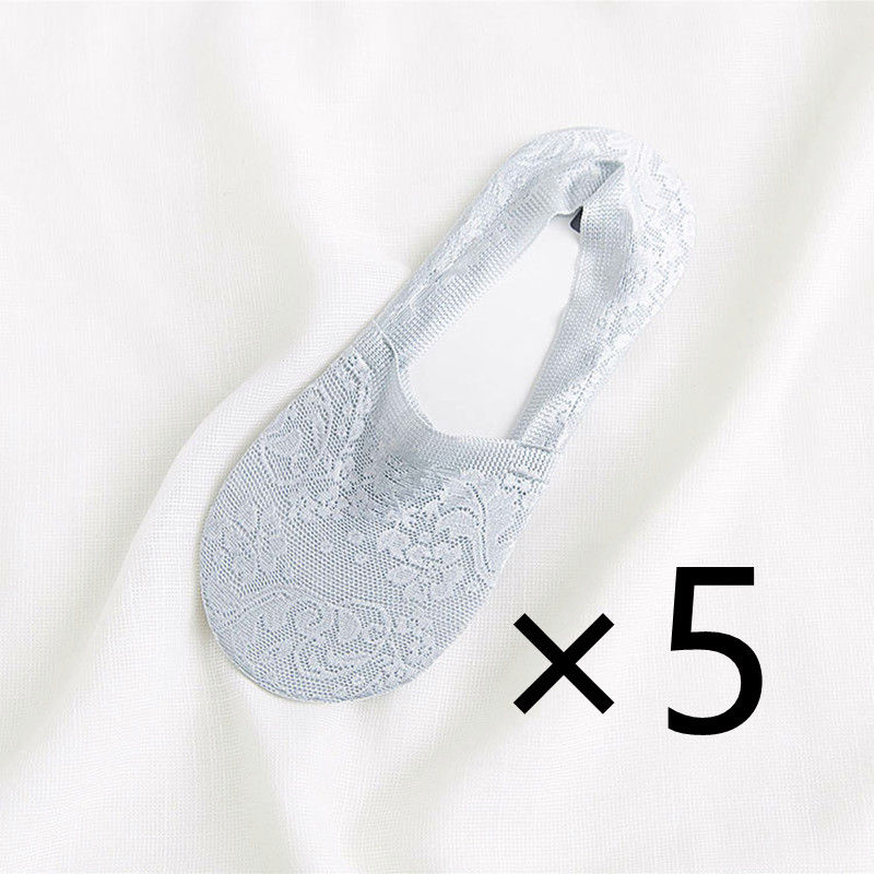 Thumbnail: 5 Pairs Fashion Women Girls Summer Socks  New 10 colors Style Lace Flower Short 