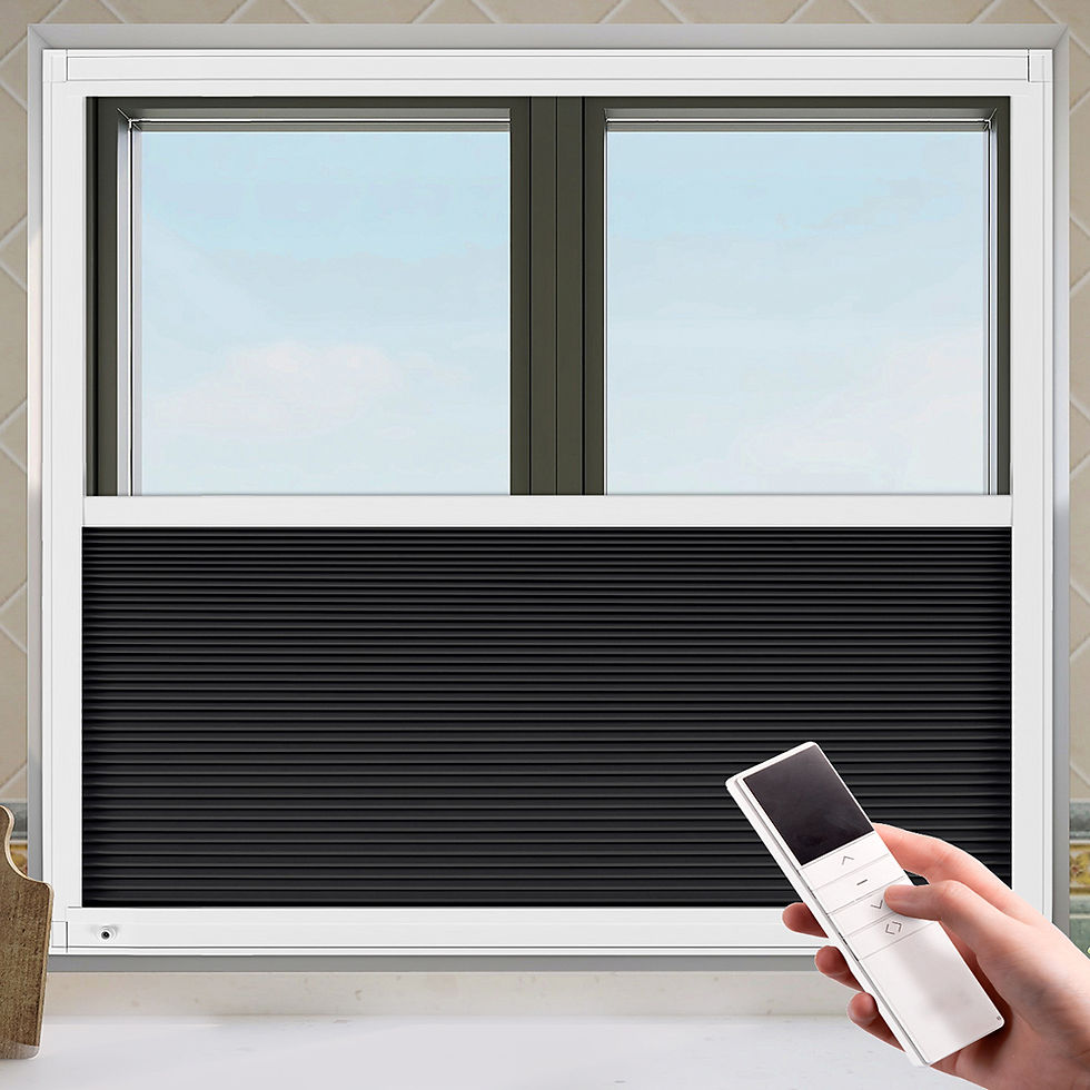 Thumbnail: Total Blackout Motorized Honeycomb Blinds Top Down with Side Tracks Custom Size
