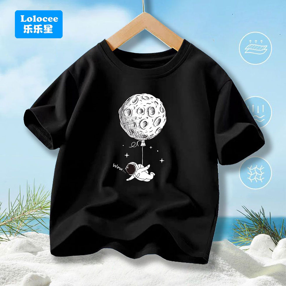 الصورة المصغرة: Summer Boys' T-shirt Cotton Casual Funny Astronaut Design Print Loose O-neck T S