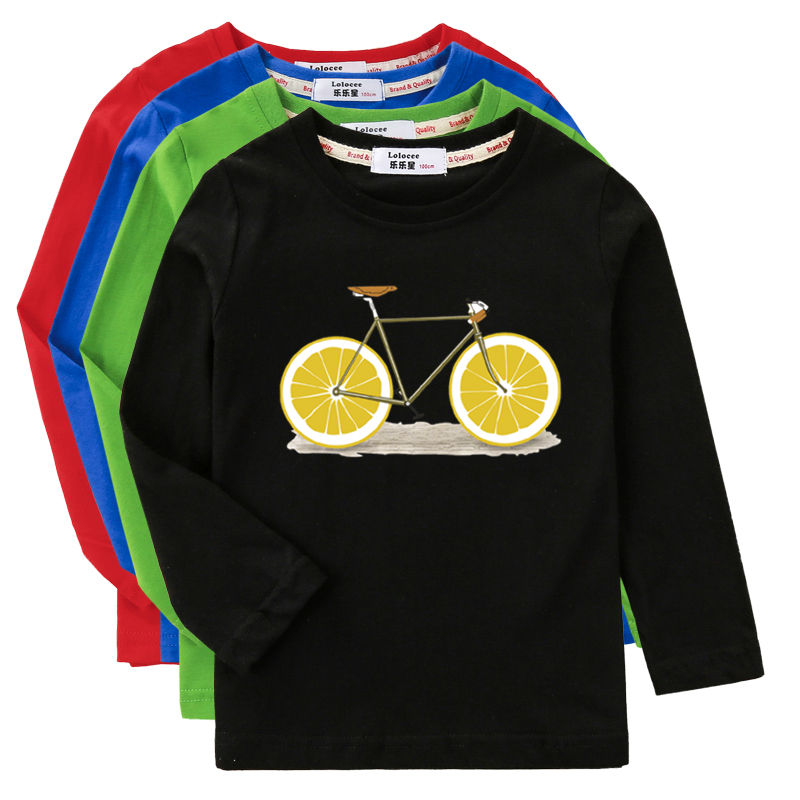 Aimi Lakana Long Sleeve Shirts Kids Fruit Bicycle T-Shirt Boy Girls Cotton Tops