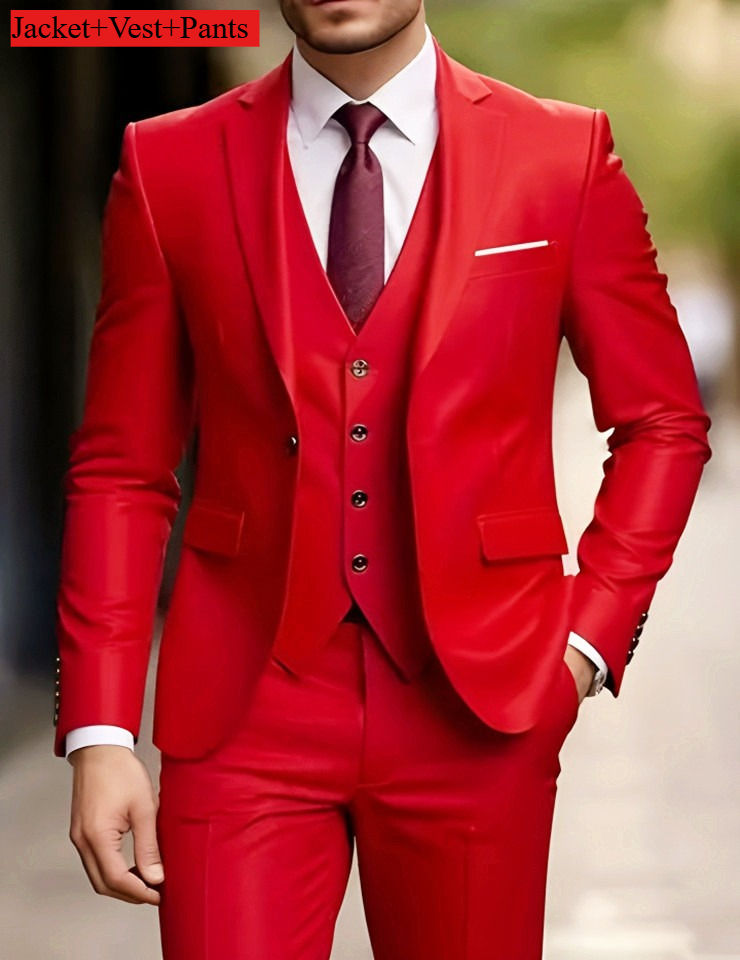 Thumbnail: Elegant Men's Suit Sets- Slim Fit Tuxedo Set for Weddings & Formal Occasions, Bl