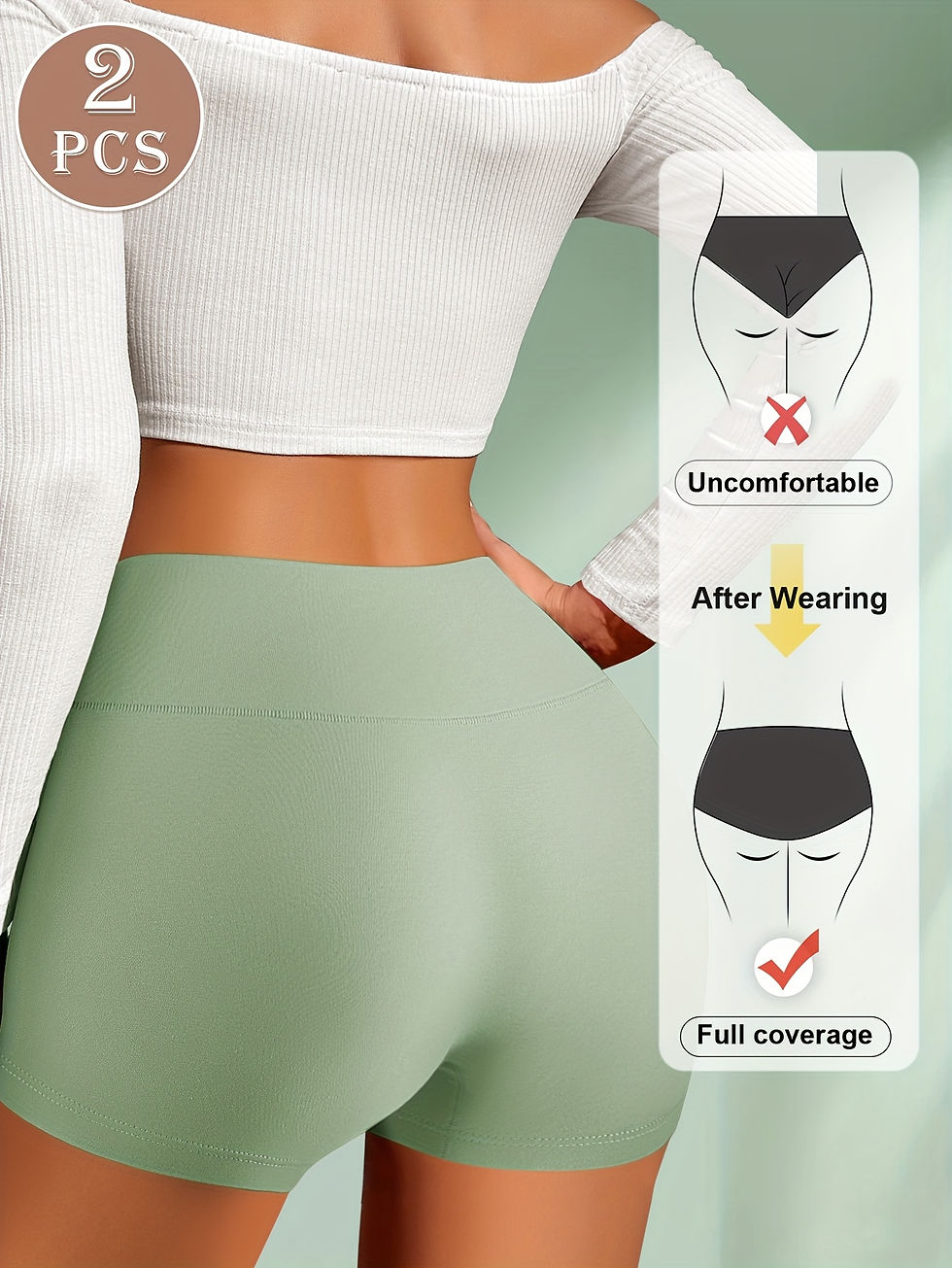 الصورة المصغرة: 2pcs Women'S Modal Boxer Briefs - Soft, Breathable, and Comfortable Underwear in