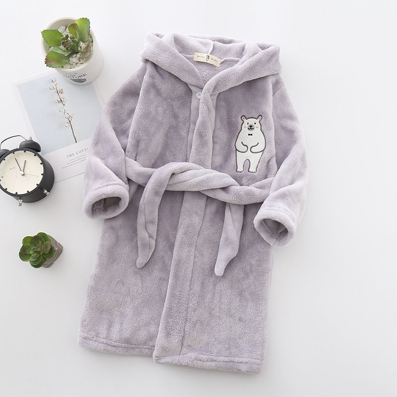 Thumbnail: Soft Children Flannel Pajamas New Boys Star Robe Autumn Winter Kids Bathrobe Bab
