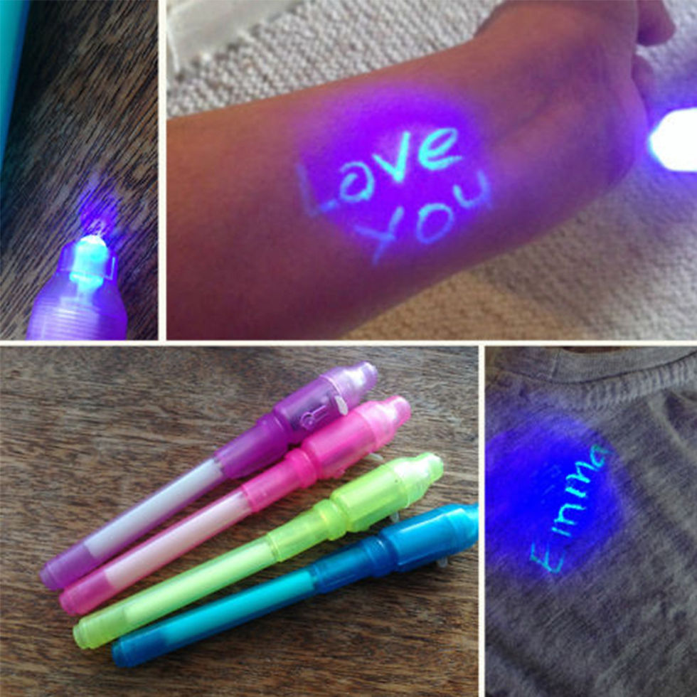 الصورة المصغرة: 4pcs/lot Luminous Light Pen Magic Purple 2 In 1 UV Black Light Combo Drawing Inv
