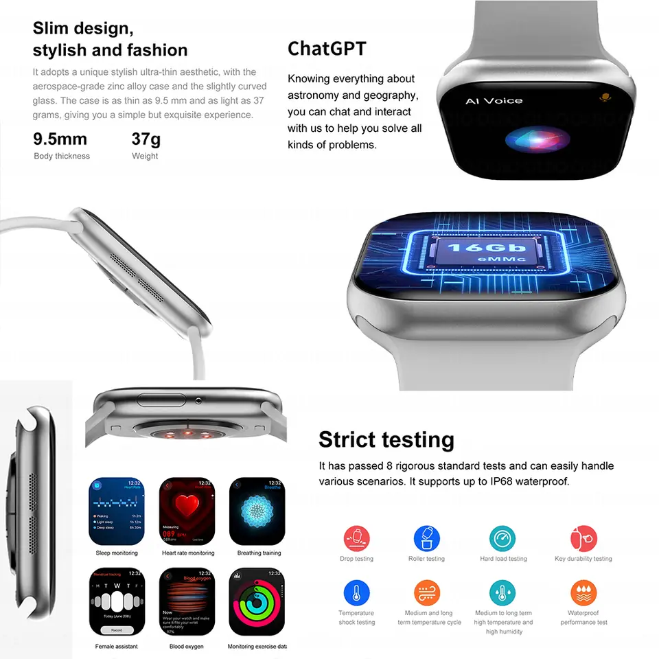 Thumbnail: New GPS Smart Watch Men For Apple Watch 9 Series Always On Display Body Temperat